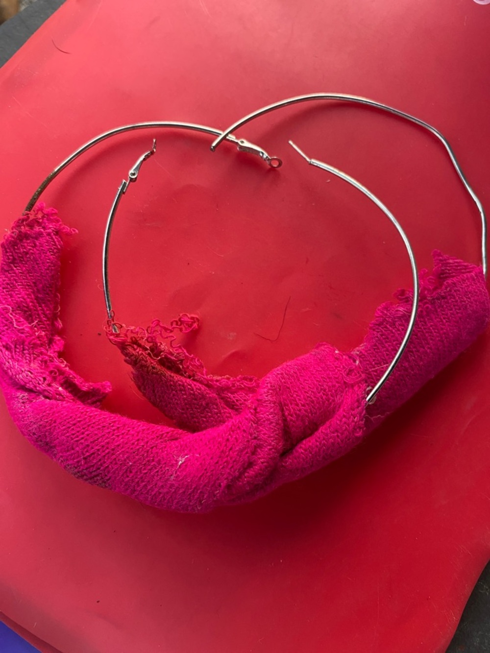 Hot Pink Fabric-Wrapped Hoop Earrings